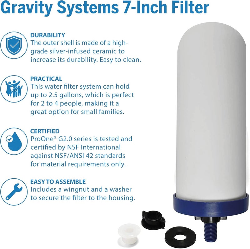 ProOne 7-Inch Gravity Water Filter Replacement G-Series 1-Pack - Universally Compatible with Gravity Water Filter Systems - NSF/ANSI Certified to Reduce Lead, Reduce Microplastics, & Total PFAS - Image 2